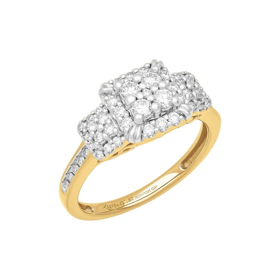 1/2 Carat TW Lab-Grown Diamond 18k Yellow Gold-Plated Sterling Silver Women's "Lux" Engagement Ring