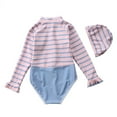thumbnail image 2 of URMAGIC 1-7 Kids Girls Long Sleeve One Piece Rashguard Zip Up Swimsuit+Swim Hat Bathing Suit, 2 of 4