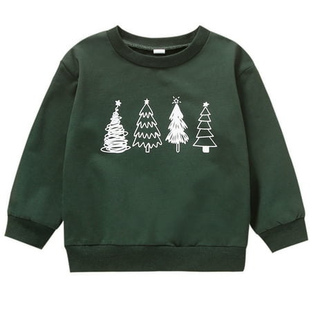 

Otqutp Baby Lightweight Blouse Toddler Kids Boys Girls Christmas Cartoon Tree Prints Long Sleeve Pullover SweatShirt Tops Clothes Pullover Shirt Fall Clothes(Army Green 2-3 Years)