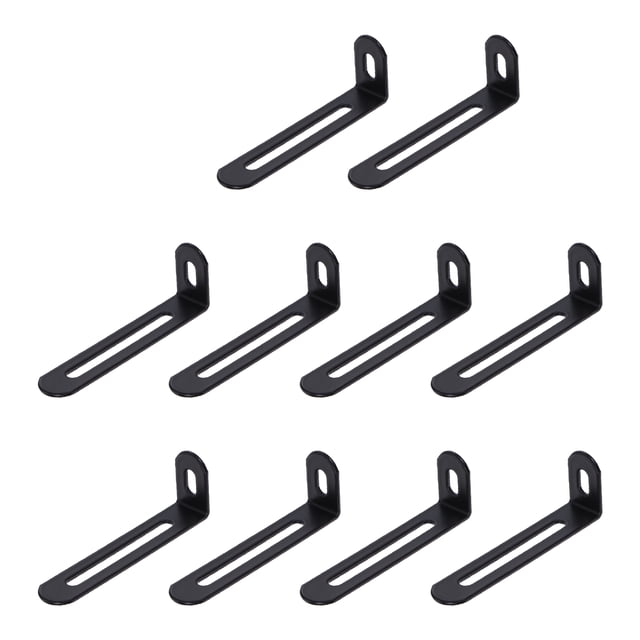 Uxcell 20 Paquete Soporte de esquina en L ajustable, 0.9" x 2.9" x 0.6" Soporte de estante de esquina en ángulo recto de metal ranurado de 90 grados, Negro