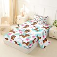 thumbnail image 2 of Homewish Funny Dachshund Animal Twin Sheets,Pretty Hibiscus Flower Bedding,Ocean Wave Decor,3pcs,1 Fitted Sheet and 1 Pillowcase, 2 of 6