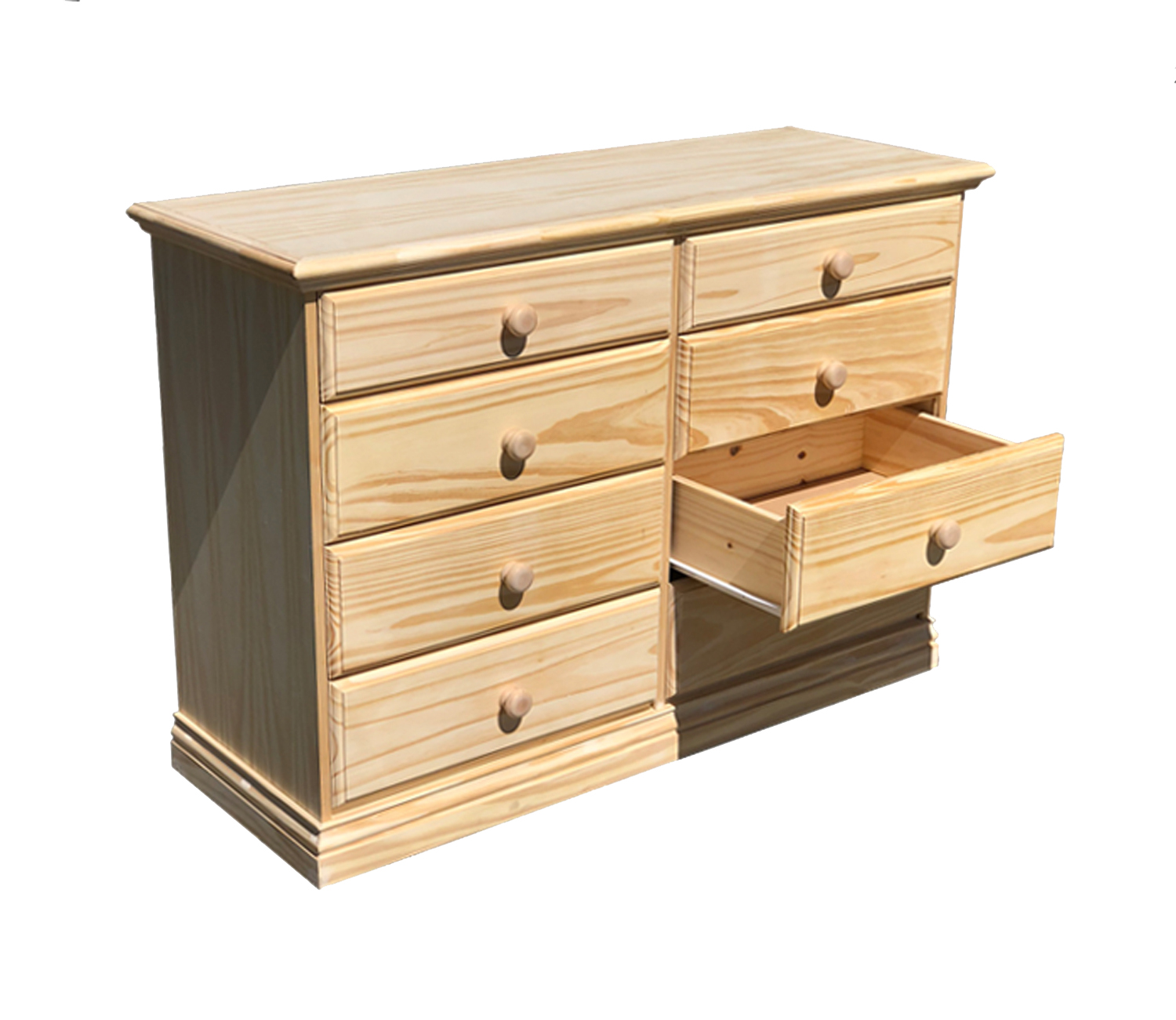 Wide Wooden Drawer Dresser Solid Pine Unfinished Chest Of Drawers Fully Assembled 0971