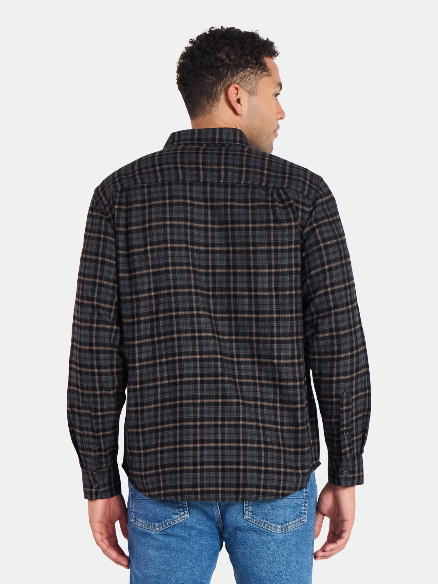 George Men's & Big Men's Relaxed Fit Double Pocket Flannel Shirt, Sizes XS-3XLT