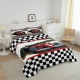 thumbnail image 3 of Erosebridal Sports Car Bedding Sets Twinwith Comforter, Checkered Flag Duvet Insert, Cartoon Racing Car Decor, 2 Pieces, 3 of 8