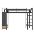 thumbnail image 6 of HICOMILA Full Size Loft Bed with Wardrobe, Metal Loft Bed Frame with Storage Shelves & Pegboard, Space-Saving Black Full-size Loft Bed with 2 Drawers, Black, 6 of 9