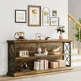 thumbnail image 3 of Condemo 63 Inch Extra Long Console Table, Entryway Table with 3-Tier Storage Shelves, Vintage Industrial Behind Couch Table with Metal Frame, Entry Table for Living Room Hallway, Brown and Black, 3 of 7