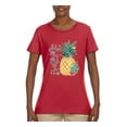 thumbnail image 2 of Pineapple Stand Tall Wear Crown And Stay Sweet Inside Arty Inspirational Pop Culture Womens Graphic T-Shirt, Red, X-Large, 2 of 3