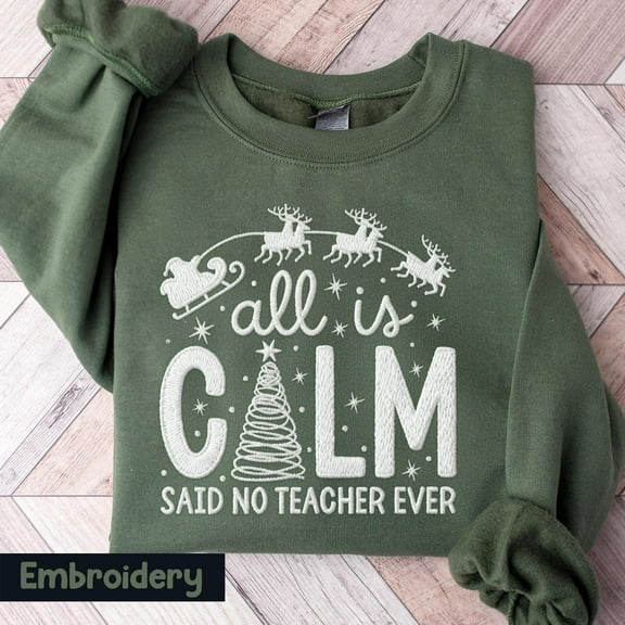 Embroidered Coquette Teacher Christmas Sweatshirt, Embroidered Christmas Teacher Sweatshirt, Teacherlife Shirt, Teacher Holiday Sweater
