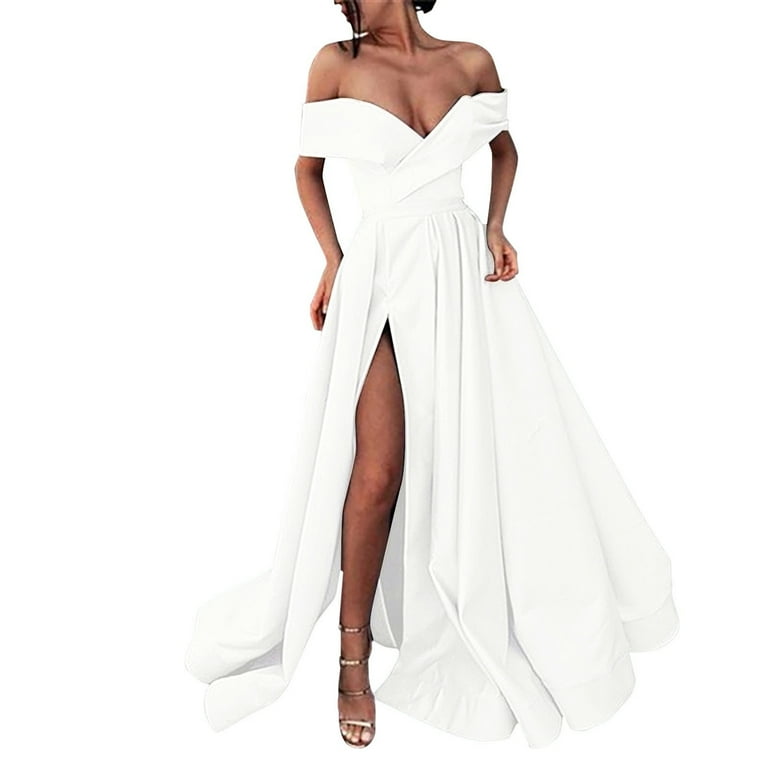 Medium Floor Lengthtail Ladies Shiny Ruched Thigh Slit Dress Chiffon Temperament French Retro Long Dresses for Masquerade Summertail Low Cut Shimmery