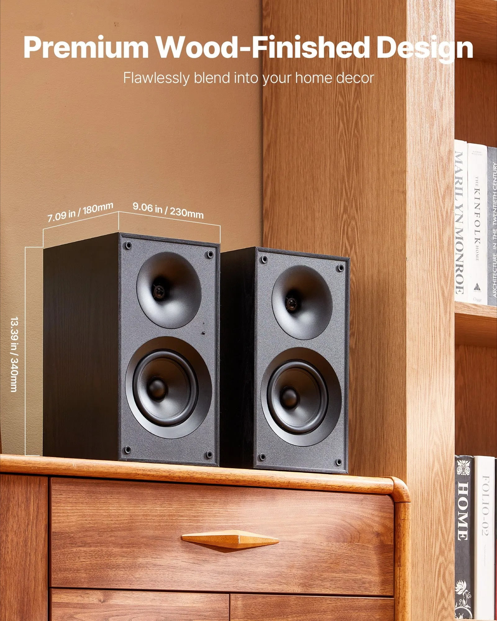 Three-dimensional audio system, Bluetooth audio system, active bookshelf studio monitoring speakers, MDF casing, 2 Bluetooth coaxial stereo systems, multiple input options