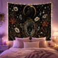 thumbnail image 2 of Raven Under Golden Eclipse with Floral Galaxy, Mystical Gothic for Dark Art Lovers, Botanical Decor, Halloween Gift, Tapestry Wall Hanging for Bedroom, Living Room and Dorm, 2 of 7