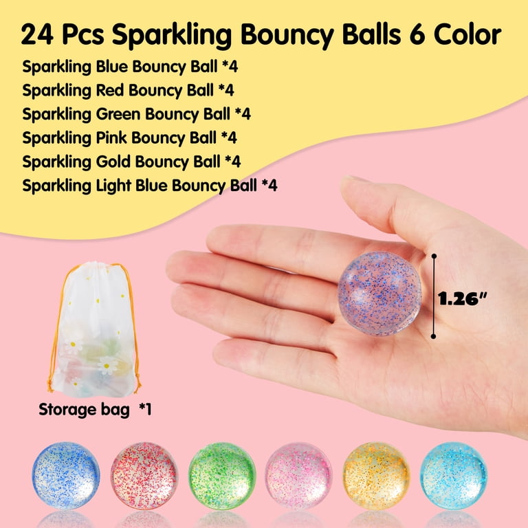 JOYIN 24 PCS Bouncy Balls Bulk - 1.26 Inch Assorted Colors & Styles, High Bounce Toys For Party Favors