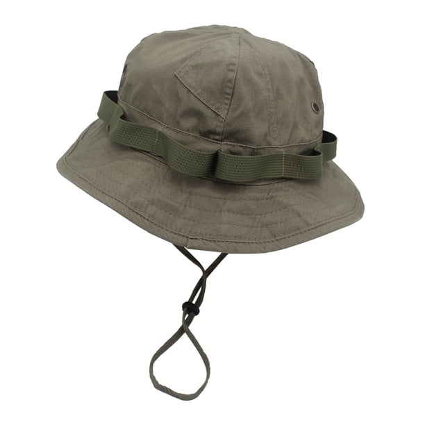 Sombrero de pescador informal, resistente al desgaste, protector, de algodón, para exteriores, desmontable, de ala ancha ejercito verde
