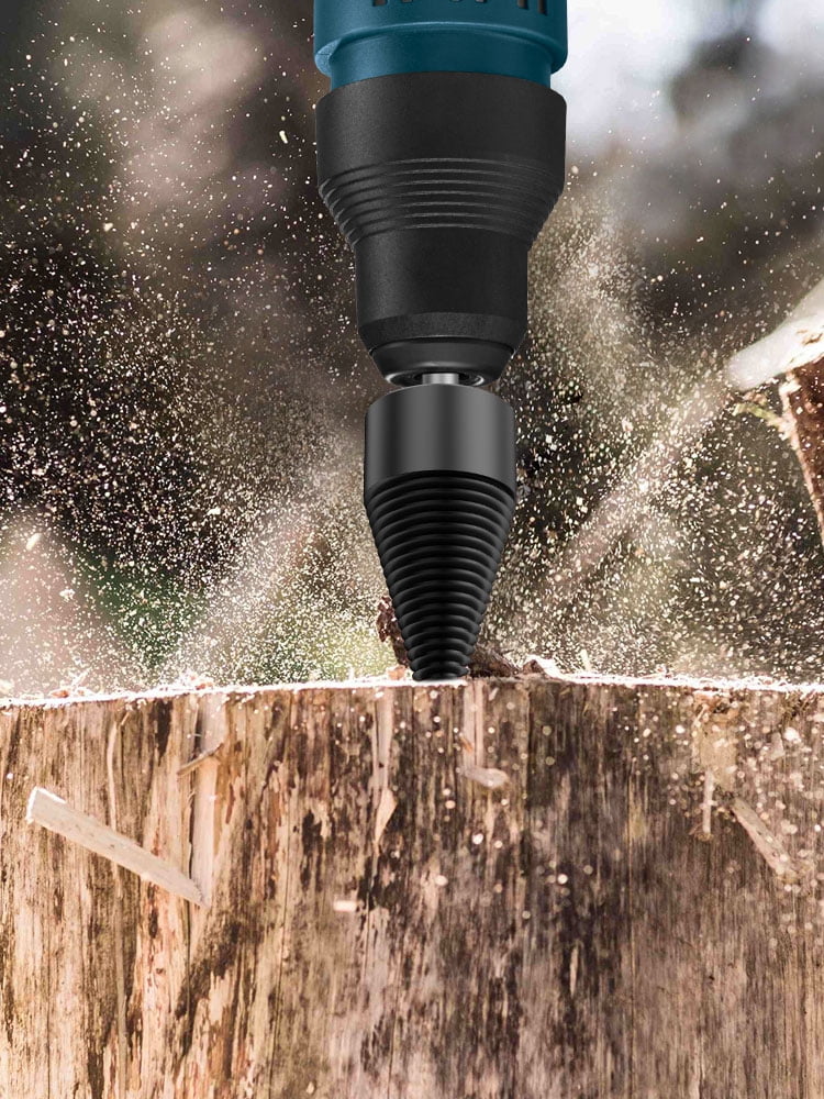 1/2Pcs Firewood Log Splitter 32mm 42mm High-Carbon Steel Wood Log Drill Bit with Hex/Round/Square Shank Titanium Coated Sturdy Wood Splitting Screw Cone for Electric Drill Camping