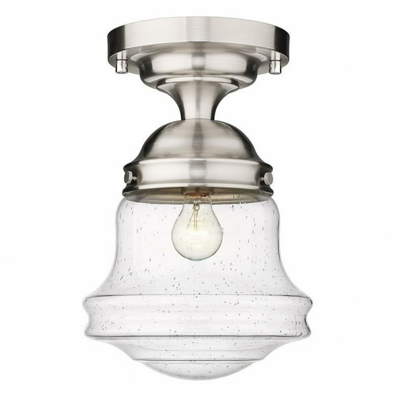 1 Light Flush Mount in Industrial Style-15.75 inches Tall and 10.5 inches Wide-Brushed Nickel Finish-Clear Seedy Glass Color Bailey Street Home