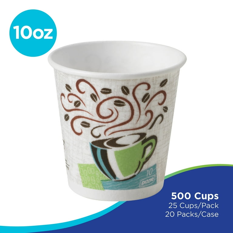 Dixie PerfecTouch 10 oz Paper Coffee Cups By GP PRO, Coffee Haze Design,  500 Count (25 Disposable Cups Per Sleeve, 20 Sleeves Per Case), Style  #5310DX