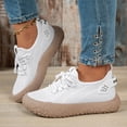 thumbnail image 2 of YLYL Women Knit Platform Sneakers Lace up No Slip Breathable Mesh Lightweight Casual Walking Shoes, 2 of 9