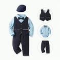 thumbnail image 2 of Xudanell Baby Boy Outfit Gentle Set First Birthday Outfit Boy T Shirt Tops Vest Coat Pants 4pcs, 2 of 9