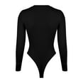 thumbnail image 4 of TQWQT Womens Snap Closure V Neck Ribbed Short Long Sleeves Casual Slim Fit Bodysuit Shirts Tops, 4 of 5