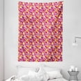 thumbnail image 1 of Geometric Tapestry, Contemporary Modern Mosaic Pattern with a Vibrant Color Scheme, Wall Hanging for Bedroom Living Room Dorm Decor, 60W X 80L Inches, Pale Orange Magenta Purple, by Ambesonne, 1 of 2