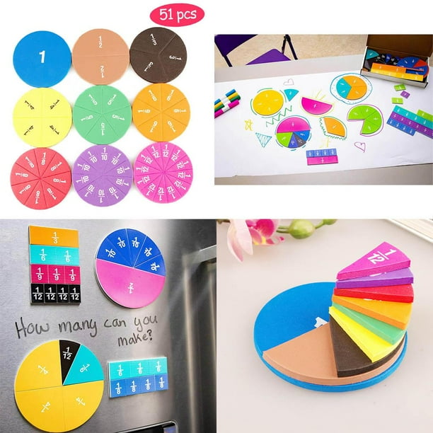 Juego Magnético De Fracciones Educativas – Azulejos Y Tiras De Fracciones Para Niños, Herramientas Manipulativas De Matemáticas Para Aulas Y Escuelas Primarias