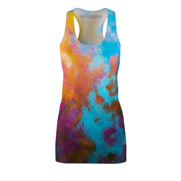 Women's Cut & Sew Racerback Dress (AOP) Copper Tone Christmas