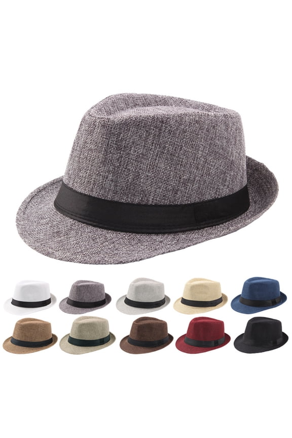 Womens Felt Fedora Hat, Wide Brim Panama Cowboy Hat Floppy Sun Hat for Beach Church Men Solid Color Wide Brim Fedora Felt Hat Panama Cap Boater Summer Beach Sunhat