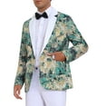 thumbnail image 4 of INSPIRE CHIC Men's Single Button Notch Lapel Prom Flower Print Suit Jacket L Green White, 4 of 5