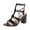 1Black, variant on Women's Block Heeled Sandals Vintage Pattern Leather Caged Heels Open Toe Thin Sole Wedding Elegant Bride Dress Shoes White Size 8.5