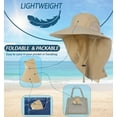 thumbnail image 4 of UPF 50+ Sun Protection Hat for Women's Female Adult UV Solar Protection Wide Brim Outdoor Beach Fishing Bucket Bonnie Cap Visor with Neck Flap Breathable Mesh Lightweight Foldable Windproof A Khaki, 4 of 5