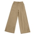 thumbnail image 7 of Antqov Linen Pants Women, Elastic Waist Solid Color Stretch Drawstring Side Slits Wide Leg Pants with Pockets, Summer Beach Lightweight Soft Comfy Loose Casual Pants, 7 of 7