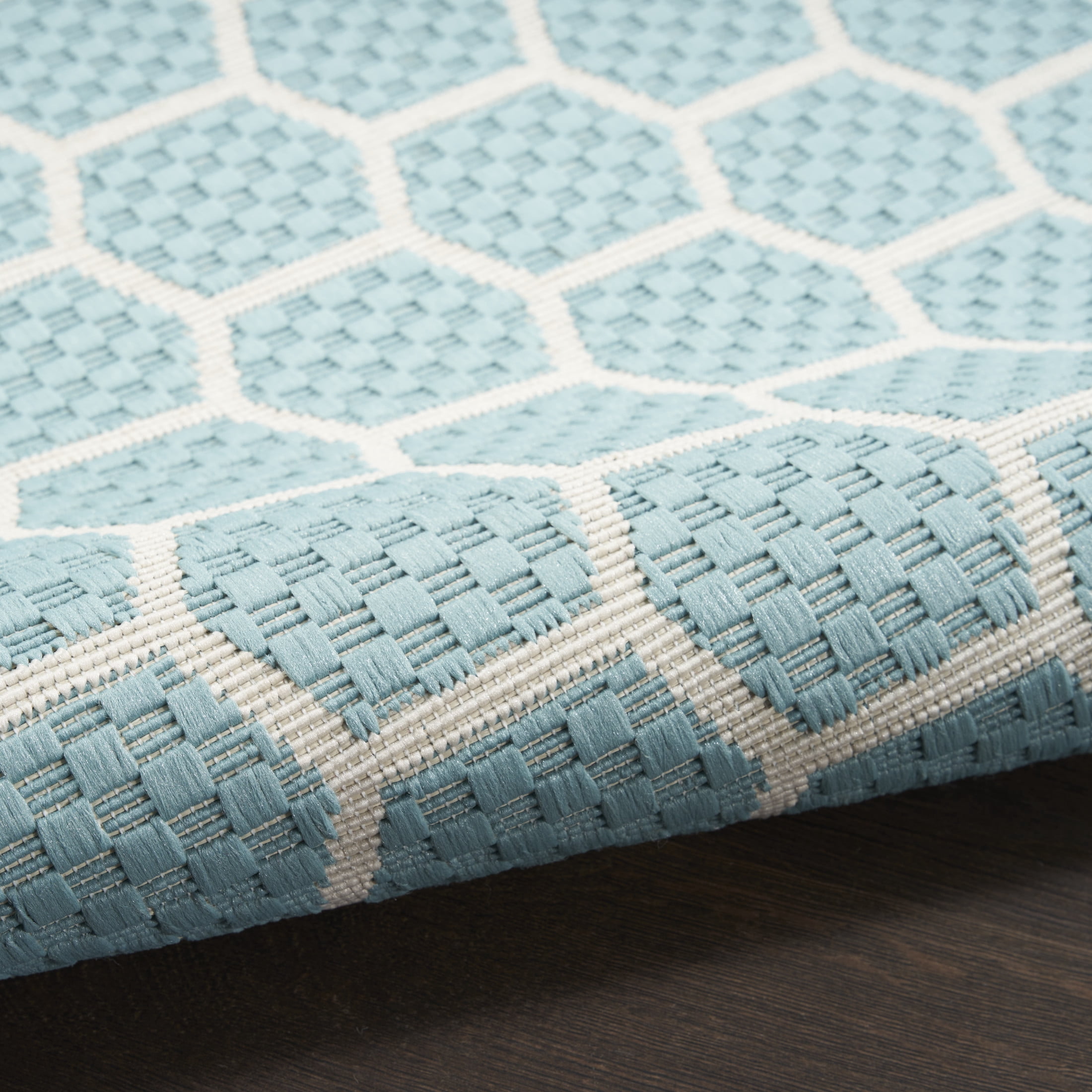 Nourison Twist Reversible 2'2" x 10' Aqua Modern Rug