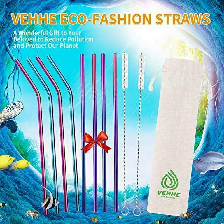 4 Extra Long Stainless Steel Straws for 30 OZ Tumbler + 2 Cleaning Brushes