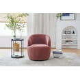 thumbnail image 2 of Swivel Barrel Chair, Teddy Fabric Accent Armchair with Stable Metal Base, 360 Degree Swivel Round Club Chair, Single Leisure Chair for Living Room Bedroom Office, 25.2''L x 25.2''W x 28''H, Red, 2 of 7