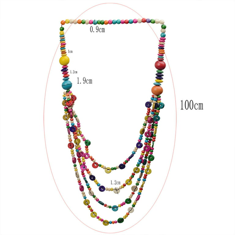 Maxi Large Bead Necklace in Floral and Multicolored Shalimar Cotton Fabric  