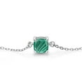 thumbnail image 3 of Gem Stone King 925 Sterling Silver Green Malachite Solitaire Bracelet for Women (1.50 Cttw, Cushion Cut 6MM), 3 of 5
