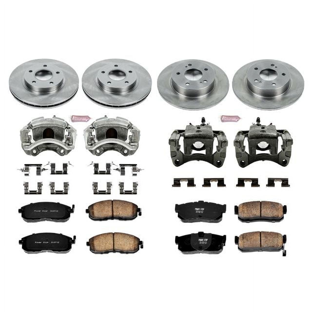 PowerStop Front and Rear Stock Replacement Brake Pad and Rotor Kit with Calipers Fits: NISSAN Select Models KCOE2704