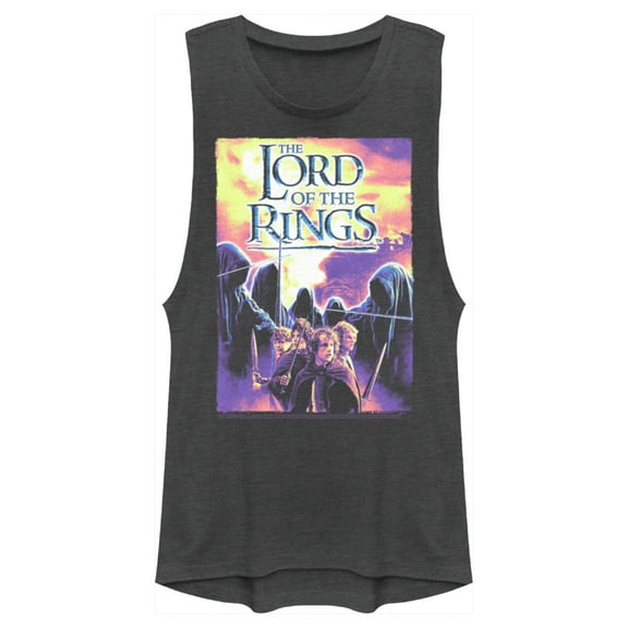 Junior's The Lord of the Rings Fellowship of the Ring Dark Riders Poster  Festival Muscle Graphic Tee Charcoal Medium