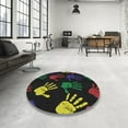 thumbnail image 4 of Ahgly Company Machine Washable Indoor Round Transitional Gray Area Rugs, 4' Round, 4 of 7
