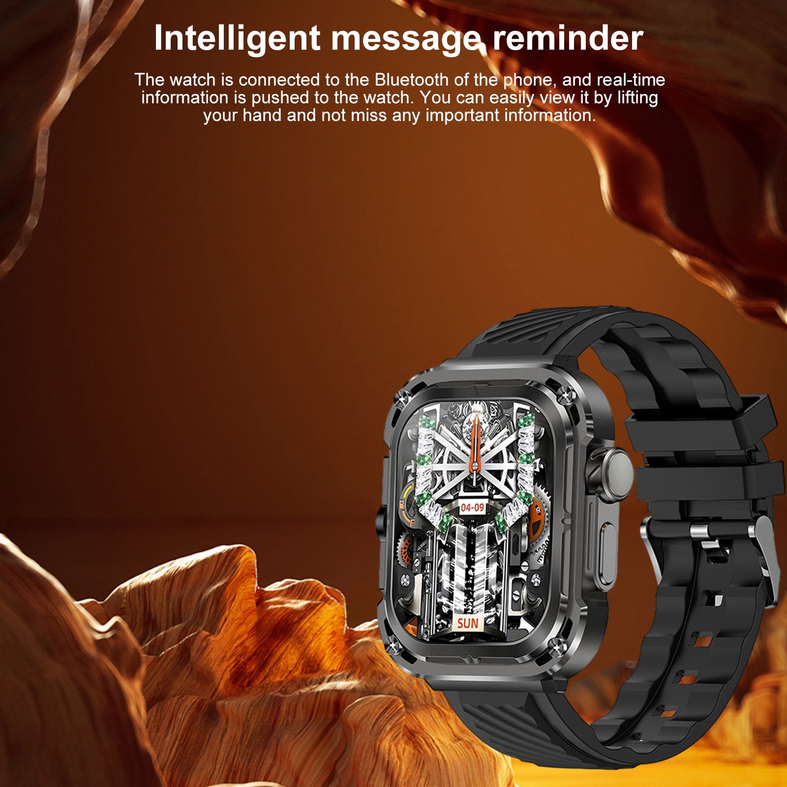 Jubipavy Smart Wearable Watch Multifunction HD Rectangular Screen Wireless Magnetic Charging NFC Access Control Motion Record IP68 Watertightness Bluetooth Function