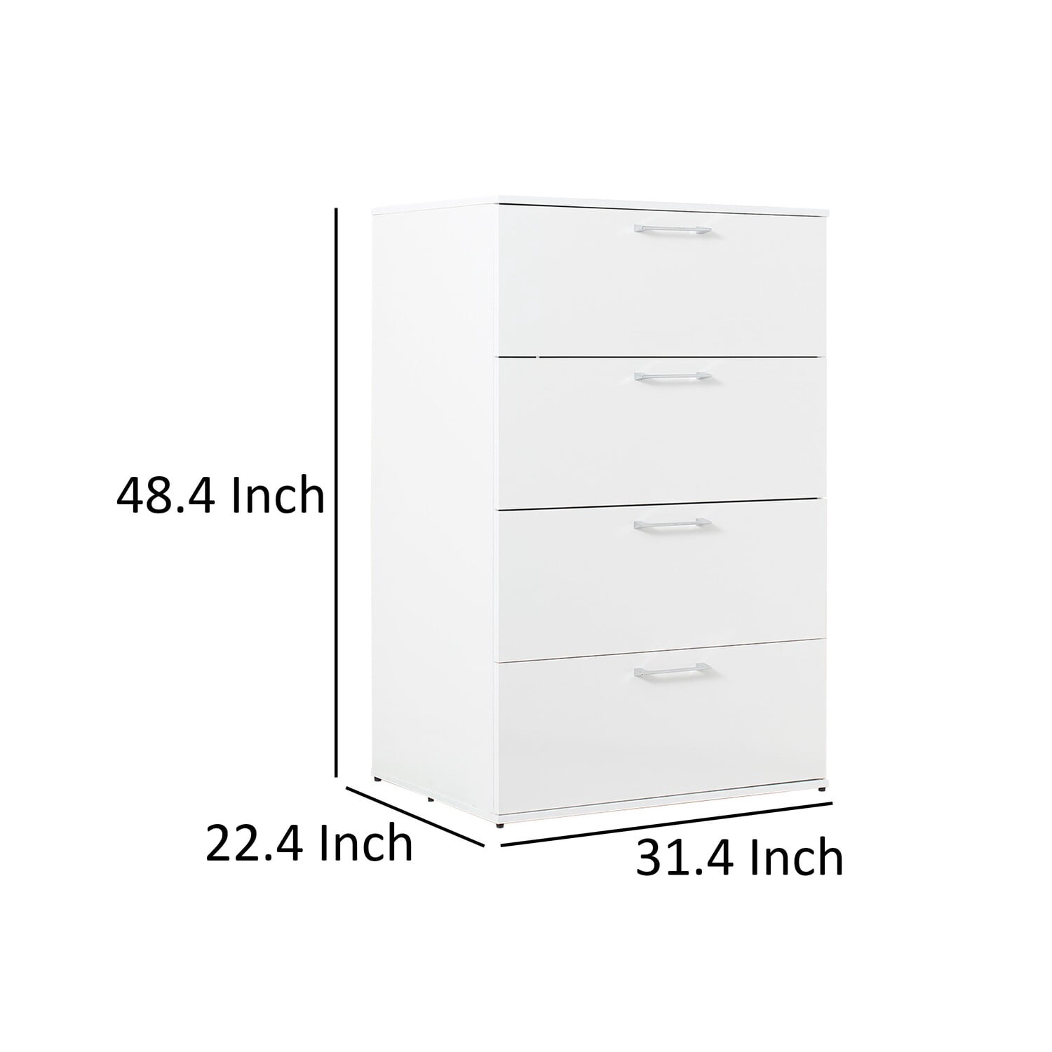 Eli 48 Inch Tall Dresser Chest, 4 Big Storage Drawers, Glossy White Finish  - Walmart.com