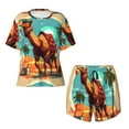 thumbnail image 4 of Picia Cool Camel Oasis Vibes Pajamas Sets for Women Soft Short-Sleeved Pjs with Lounge Shorts Two Piece Sleepwear-3X-Large, 4 of 9