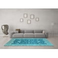 thumbnail image 3 of Ahgly Company Indoor Round Oriental Light Blue Industrial Area Rugs, 4' Round, 3 of 4