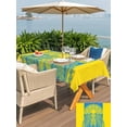 thumbnail image 6 of 52x70 Inch Outdoor Tablecloth with Umbrella Hole Zipper Rectangle Jellyfish Blue Rectangular Tablecloths Outside Waterproof Boho Tropical Yellow Stripe Summer Abstract Patio Table Cover for Picnic, 6 of 8