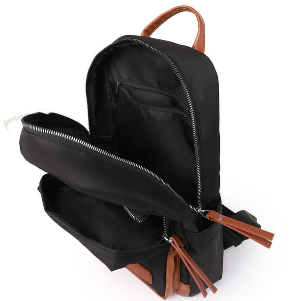 Mochila de nailon para mujer, informal, suave, para oficina, viajes, escuela (negro) Wdftyju Para Estrenar