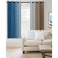 thumbnail image 2 of Blue Brown Blackout Curtains, Light Blocking Print Window Curtains, Gradient Wood Grain Farmhouse Country Thermal Insulated Window Drapes for Living Room Kitchen Cafe 2 Panels, 84"W x 63"L, 2 of 9