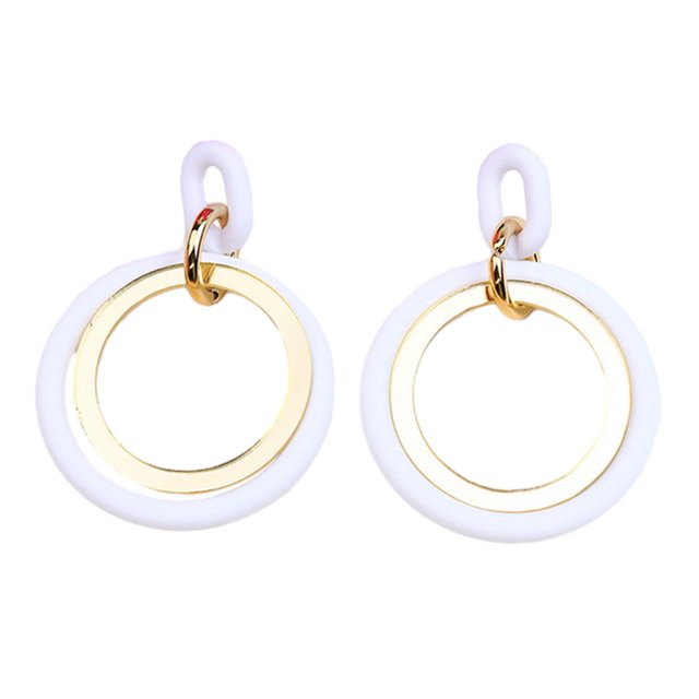 Kkkded Candy-colored Drop Earrings Circle Stitching Hollow Stud Earrings - Acrylic Hoop Splicing, Colorful Contrast Geometric, Lightweight Dangle Jewelry