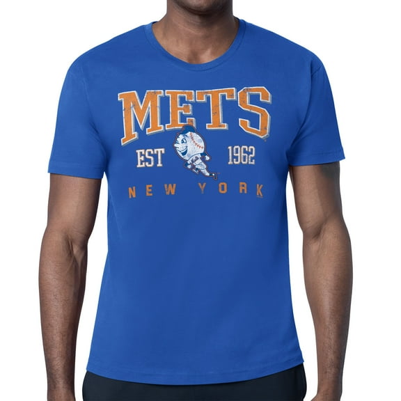 Men's-Starter Royal New York Mets Distressed Logo T-Shirt