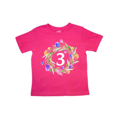 

Inktastic 3rd Birthday Tulip Flower Wreath Gift Toddler Boy or Toddler Girl T-Shirt