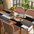 thumbnail image 3 of Burnt Orange Black Geometric Table Cloths for 6 Foot Rectangle Tables, Modern Abstract Art Block Patio Waterproof Elastic Fitted Tablecloths, Washable Rectangular Table Cover for Camping, 3 of 8
